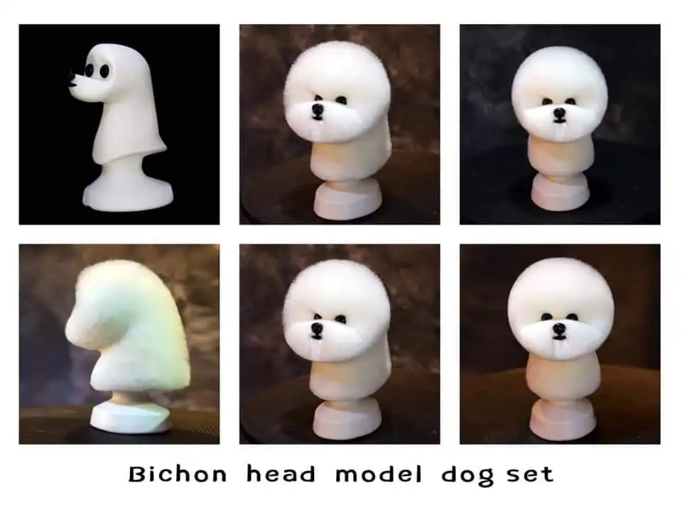 Bichon Head wig For Pet Goomers Trimming Practice Grooming Model Dog Tools / Bichon head wig only