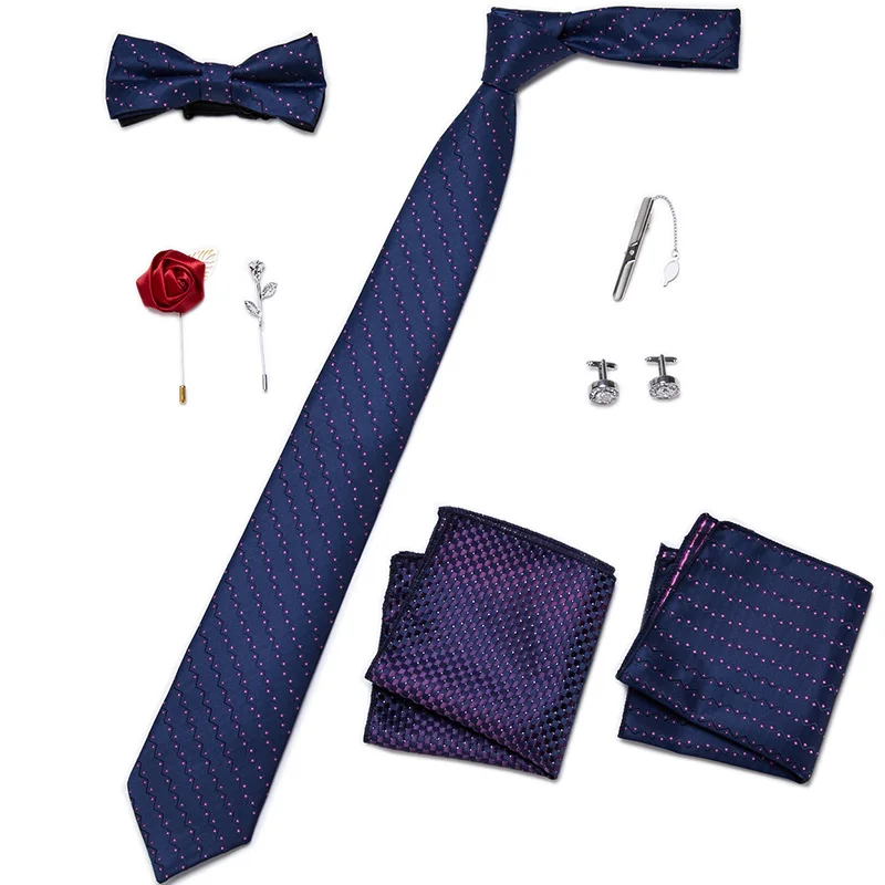 Herren-Krawatten-Set, luxuriöse Geschenkbox, Seidenkrawatte, Krawatten-Set, 8-teilig, innenverpackt, festliches Geschenk, Krawatte, Einstecktücher, Urlaubsgeschenk für Männer – Detail 26