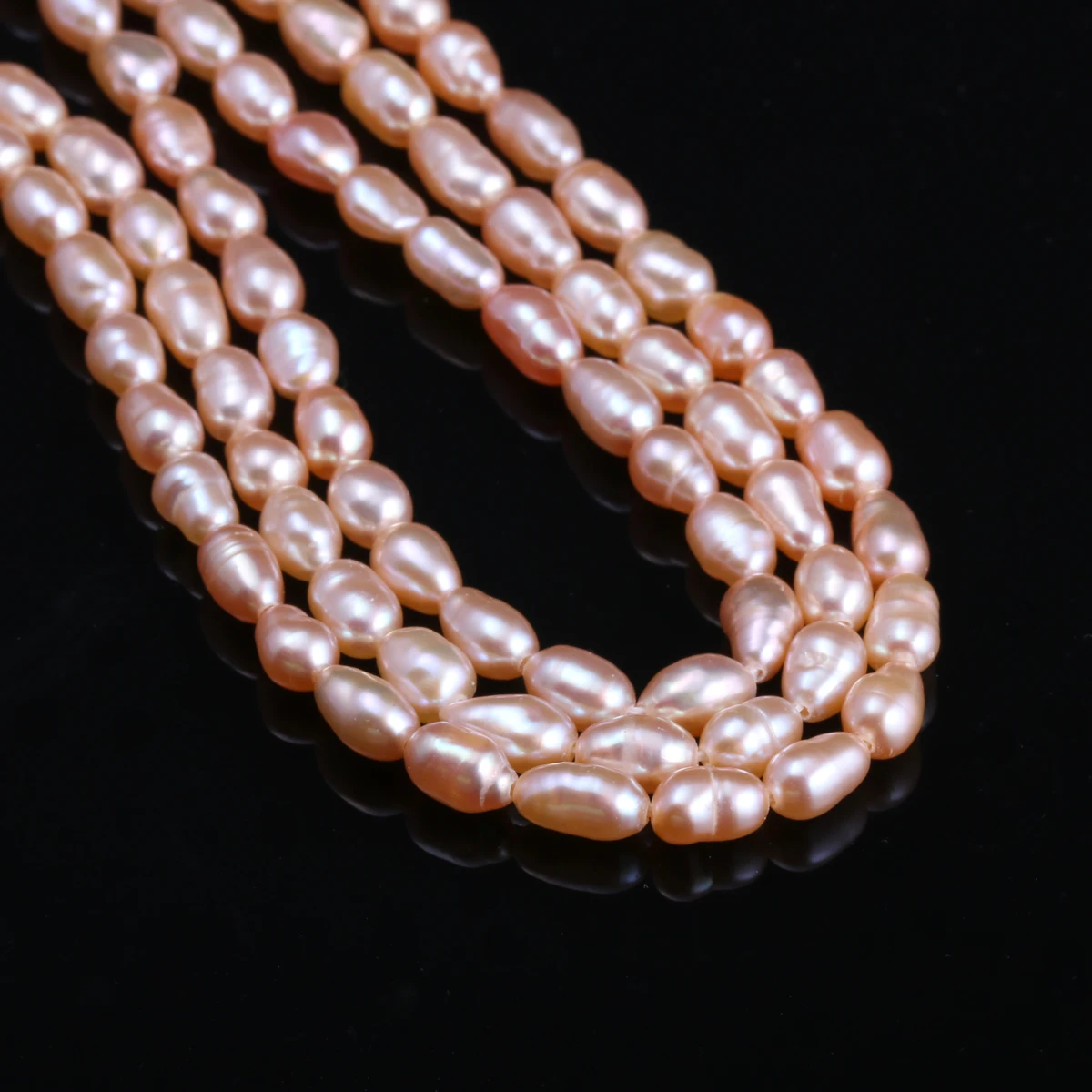 Natural Freshwater Cultured Pearls Beads Rice Shape 100% Natural Pearls for Jewelry Making DIY Strand 14 Inches Size 4-5 mm