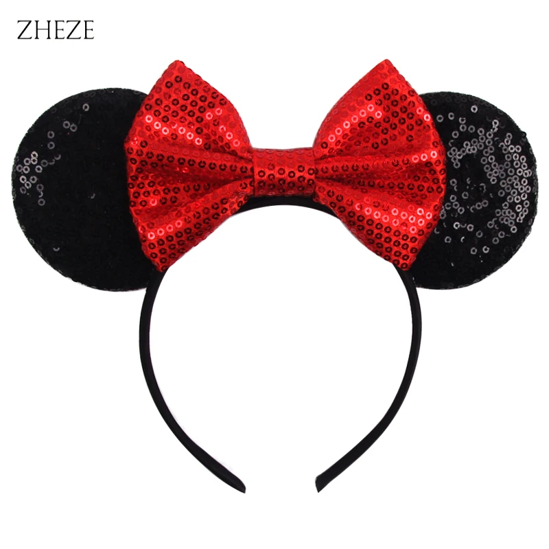 10Pcs/Lot Black Sequins Mouse Ears Headbands 5