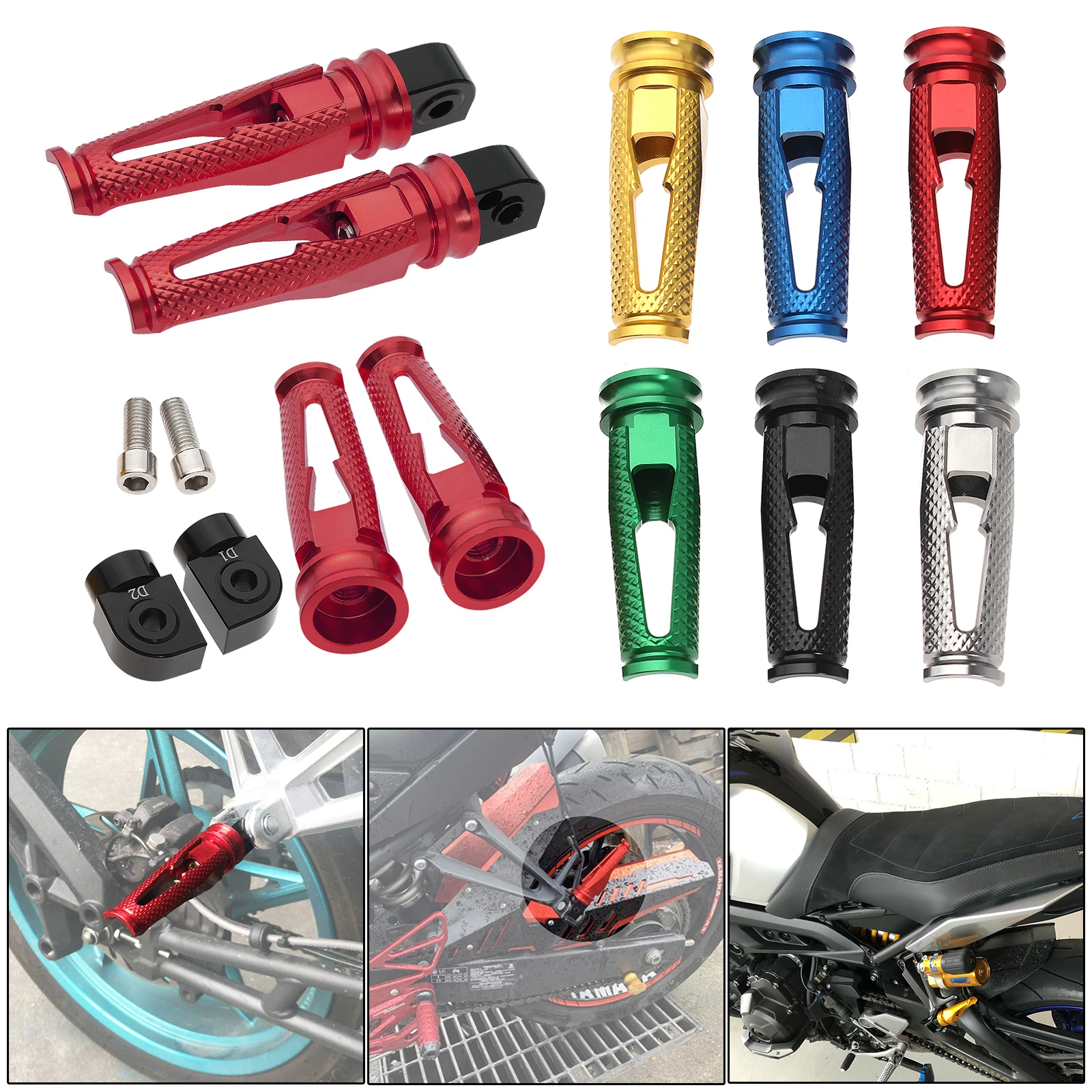 

Passenger Footrests Rear Foot Pegs Pedal For Yamaha YZF R1 R6 R1M R1S Motorcycle Aluminum