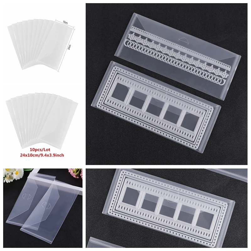 

10pcs/set 10*24cm Slimline Plastic Storage Bag Organizer Holders For Storing Dies Stamps Embossing Template Transparent 2020