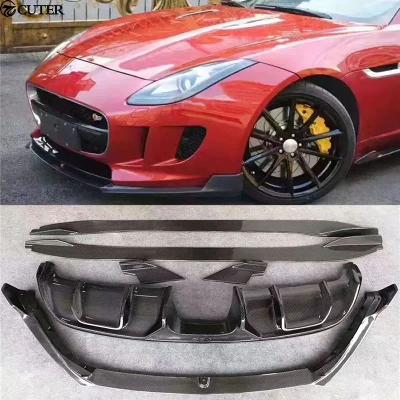 F-type 3.0 Carbon Fiber Auto Car Body Kits Car Styling Rear Diffuser Side Skirts Front Lip for Jaguar F-type