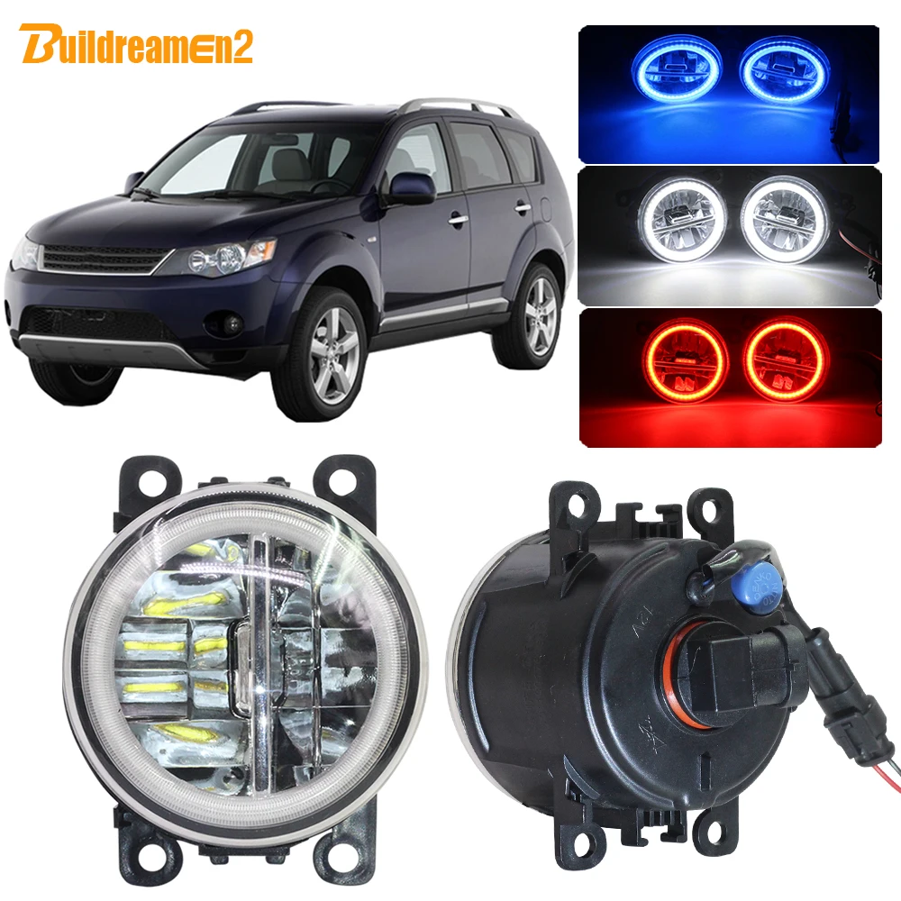 Buildreamen2 Car 4000LM LED Fog Light Angel Eye Daytime Running Light 12V Accessoies For Mitsubishi Outlander II CW_W 2006-2012