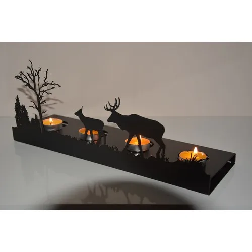 Pnr Quadruble Buffalo Metal Candle Holder Candlestick