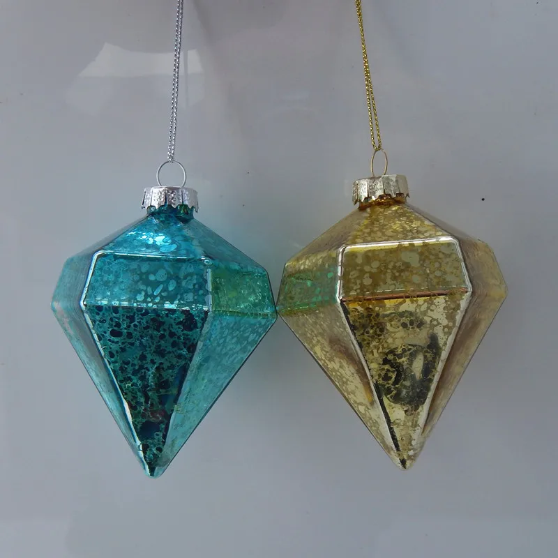 

12pcs/pack 6.5*10cm Diamond Shaped Inner Silver Craft Colorful Glass Pendant Christmas Tree Hanging Decorative Hanging Gift