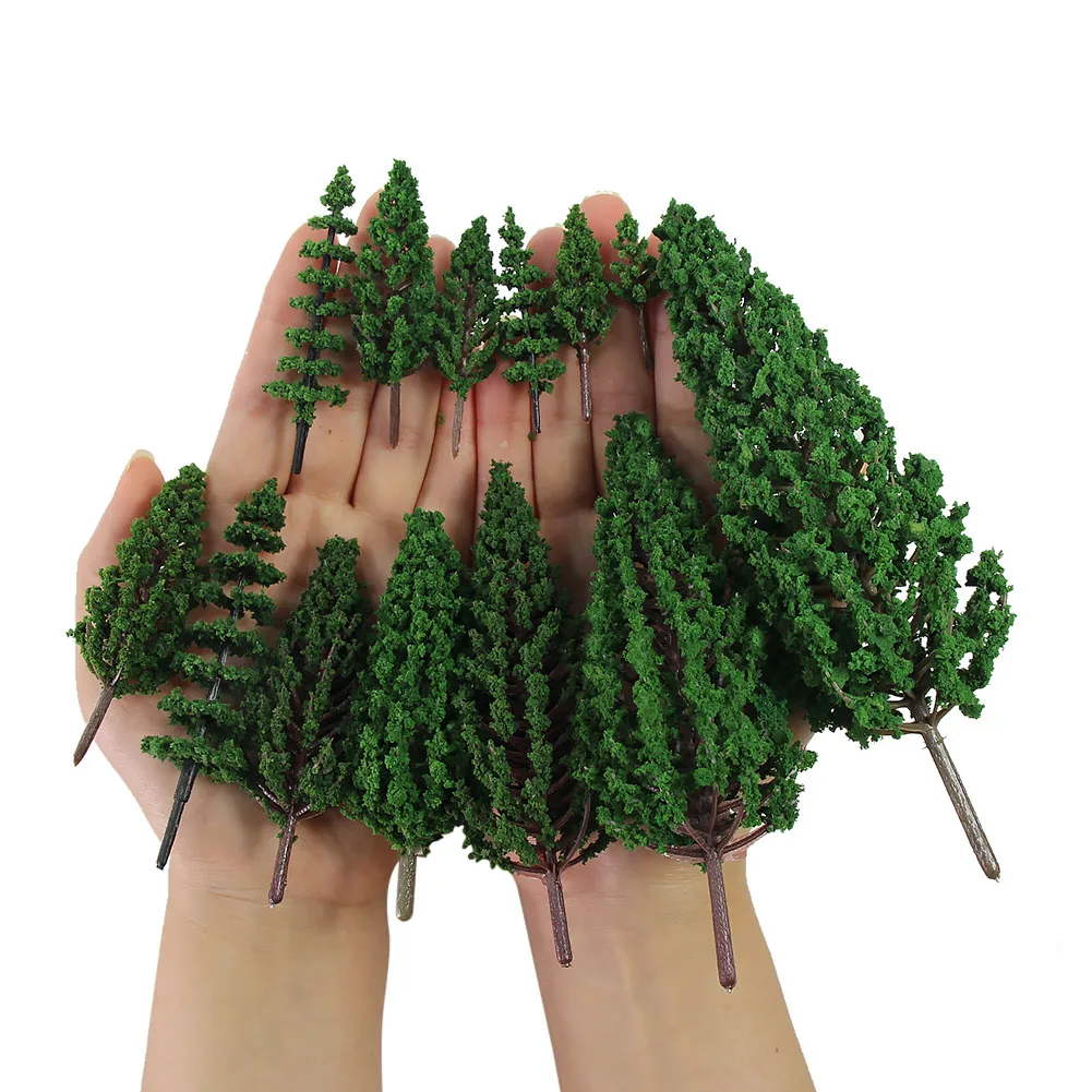 

Model Pine Trees Green Pines Plastic For Forest O HO TT N Scale Model Railway Layout Miniature Scenery S0901