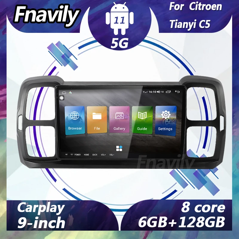 

Fnavily 9'' Android 11 car audio For Citroen Tianyi C5 car video GPS dvd player stereos DSP radio Navigation 5G MP3 android cd