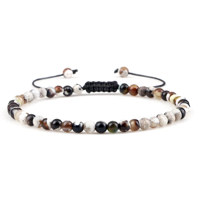 Adjustable 4mm Chakra Beads Bracelet Mini Natural Stone Agats Lava Tiger Eye Beaded Bracelets & Bangles Women Men Gift Jewelry