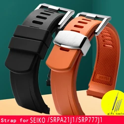 Rubber watch strap  for Seiko prosper series Seiko /srpe99k1 srp777j1 fluororubber arc waterproof watchband 22mm men's wristband