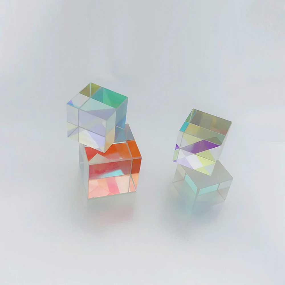 Color Glass Cube Prism 10mm Rainbow Glass Laser Cube Prism for Photography Home Accessories Birthday Gift