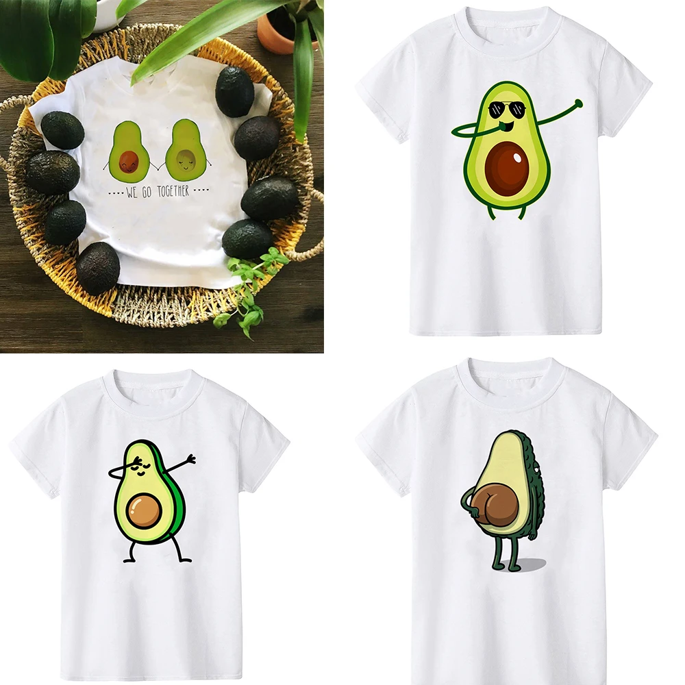 

Cute Cartoon Avocado Print Kids T Shirt White Summer Short Sleeve Baby Boys Girls T Shirts Casual Soft 1-12 Years Kids T Shirt