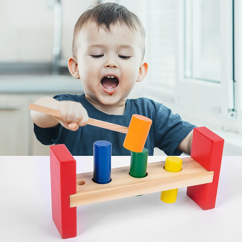 Montessori Houten Speelgoed Kleur Stapelen Tafel Vroeg Onderwijs Aids Baby Kids Speelgoed Drie-Kleur Stapelen Game Grote Speelgoed Voor jongens Meisjes