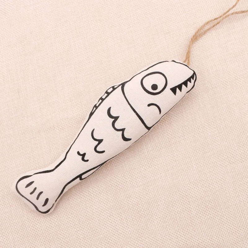 Cat funny cat stick chews hanging cage self-hey to relieve boring paper sound catnip cotton fish cat toy Kitten interactive Toys