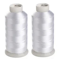 Polyester Machine Bobbin Fill Thread Pre-Wound Machine  Embroidery Thread 5000m 2 Spools White Black High Tenacity Super Sheen