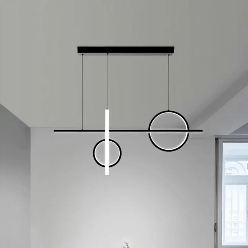 lustre linear moderno de led luminaria com suspensao dourada e preta candelabro de cozinha com design artistico minimalista 01