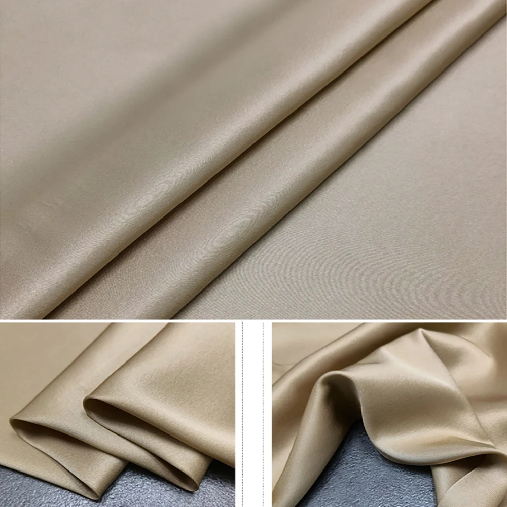 Custom Dress Silk Twill Stretch Satin 20 momme 140cm Width China Silk Supplier Light Beige 03