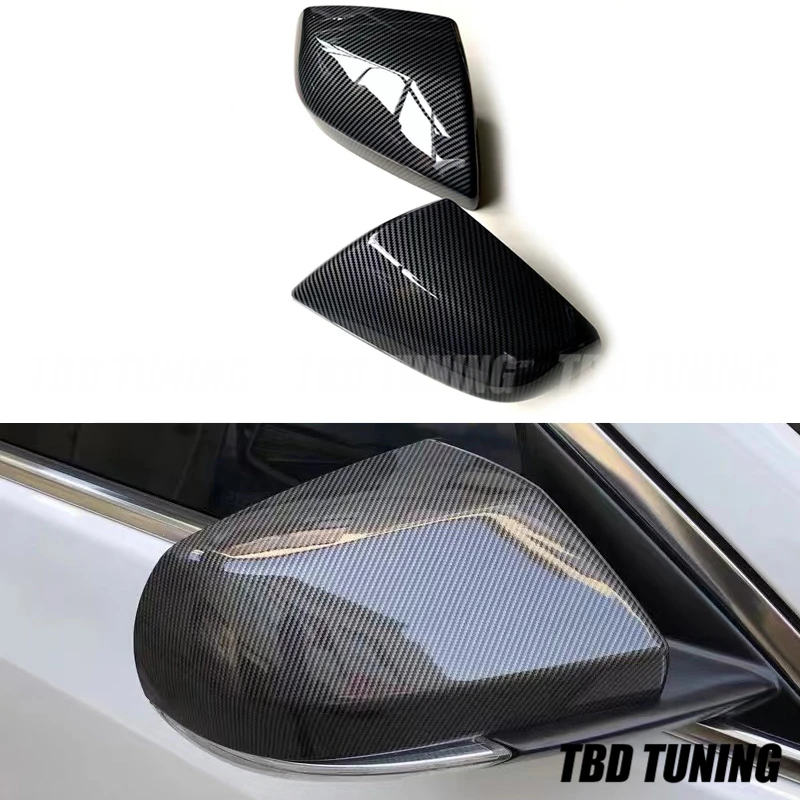 For Cadillac ATS Rear View Mirror Cover Replacement  Style Carbon Fiber Look Side View Cover 2014 2015 2016 2017 2018-20121