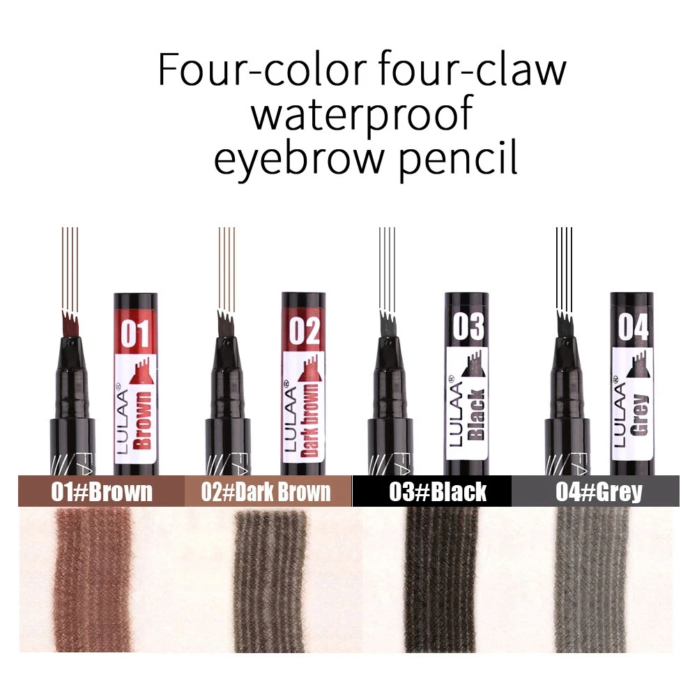 1Pcs Women Makeup Sketch Liquid 4-Claw Eyebrow Pencil Waterproof Brown Eye Brow Tattoo Dye Tint Pen Liner Long Lasting Eyebrow