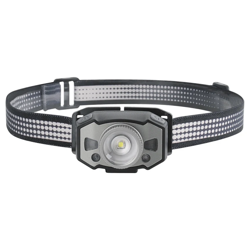 Lampada frontale zoomabile, torcia frontale ricaricabile con luce rossa e sensore di movimento per la corsa in campeggio escursionismo all'aperto, 5 modalità