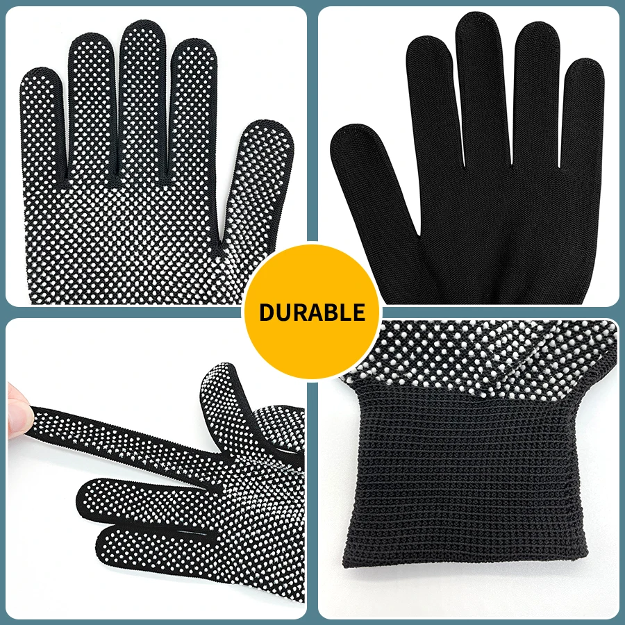 Nylon Thin Non-Slip Work Gloves Dot Beads Black Color Wear-Resistant Anti-Skid Site Anti-Fouling Moving Brick Protective Gloves