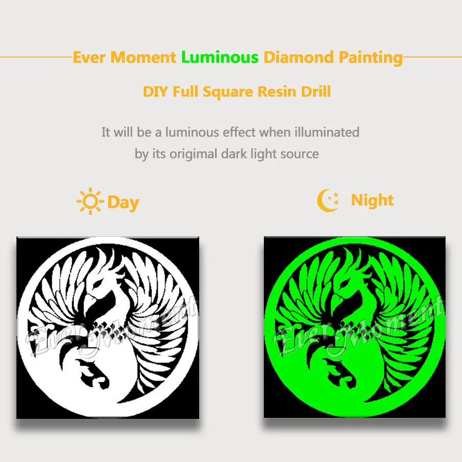 Ever Moment Diamond Painting Stones Shining At Night Phoenix Handicraft Luminous Diamond Display DIY Leisure At Home Gift N006