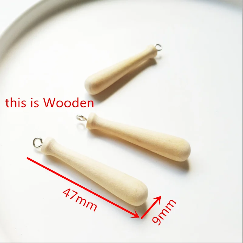 10Pcs/Lot 3D Mini PU Wooden Baseball  Bat Charms  Necklace Earring Keychain Pendant DIY Making Accessories