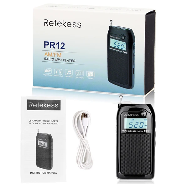 RETEKESS PR12 Radio FM AM Mini-Taschenradio MP3 Tragbarer Empfänger mit hintergrundbeleuchtetem Display, digitaler Stereo-Unterstützung und TF-Kartenfunktion für Senioren – Detail 13