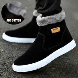 Thick Warm Men Boots Leather Shoes Men Winter Snow Boots High-top Men's Casual Shoes With Fur Plus Size Velvet Ankle Boots Male