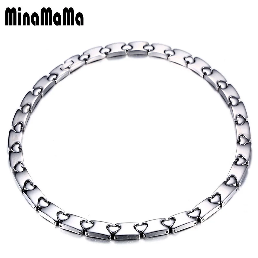 New Style Stainless Steel Chunky Heart Shape Link Chain Necklace for Women Fashion Heart Choker Jewelry Gifts