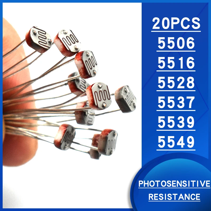 20PCS/lot LDR Photo Light Sensitive Resistor Photoelectric Photoresistor 5528 GL5528 5537 5506 5516 5539 5549