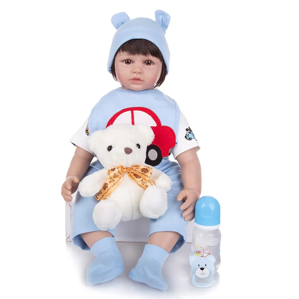 bebes 24 Inch Simulation Reborn Baby Dolls Real Like Vogue Newborn Boy Boneca Toddler Toy Baby Doll For Children Birthday Gifts