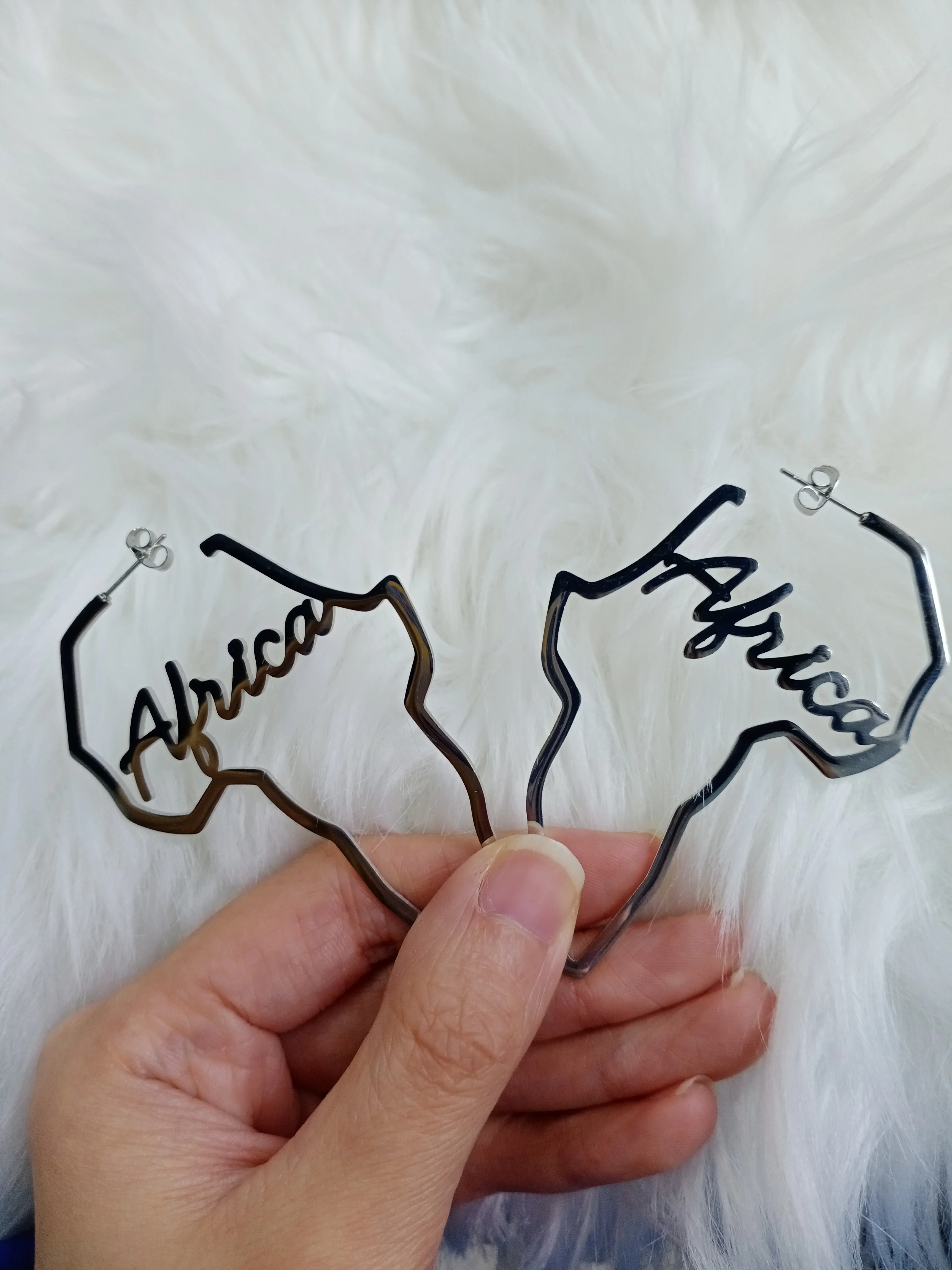 Lateefah Custom Africa Shape Custom Name Personalized Women Earrings GiftHoop Earrings For Women Girls Friends Girls Girlfriends