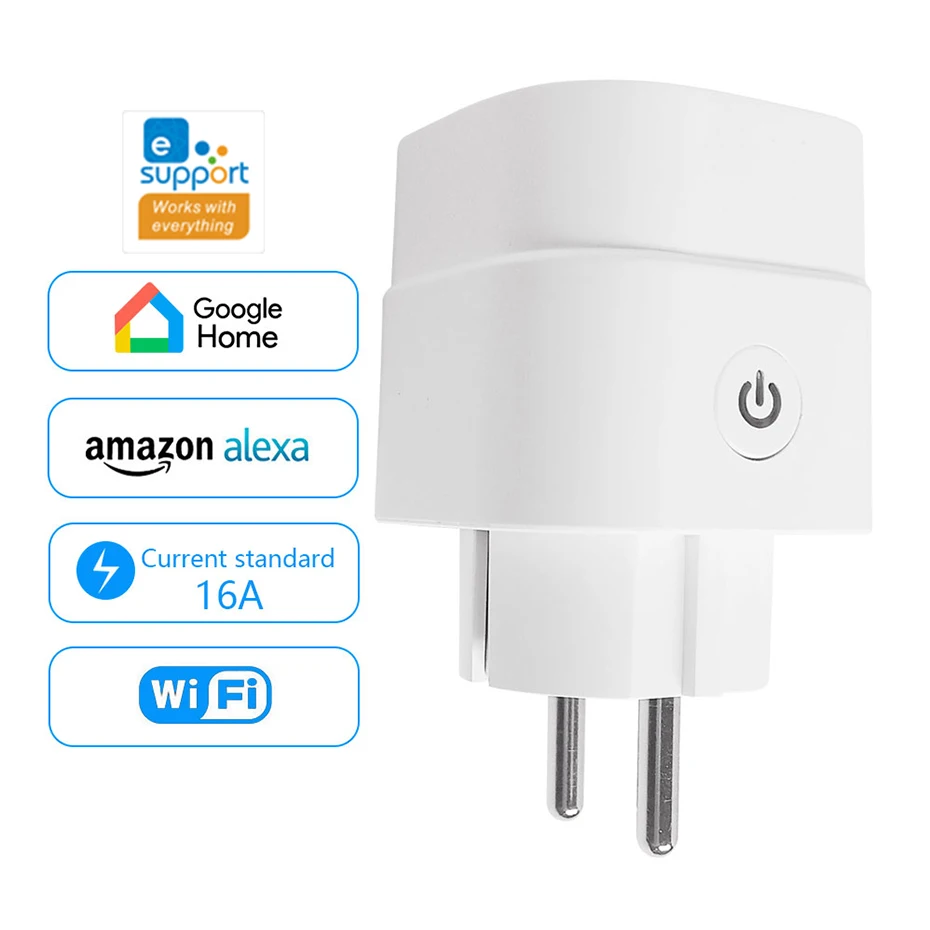 Smart Home Power Plug WiFi Socket EU 16A Power Monitor Timing Function ewelink APP Remote Control Works With Alexa Google Home