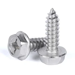 304 Stainless Steel Self-Tapping Phillips Hex Screw Cross Hexagonal Flange Cross Head Screws Wood Nail M3 M4 M5 M6
