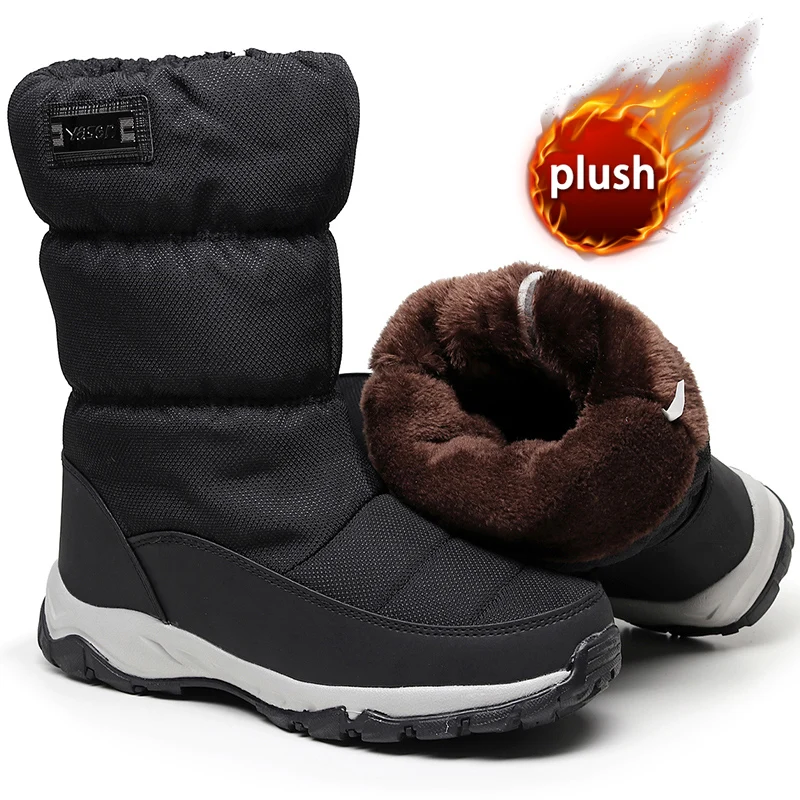 2022 New Fashion Snow Boots Men waterproof winter men\'s boots plush warm boots Cotton Shoes Non-slip Outdoor Hiking Shoes