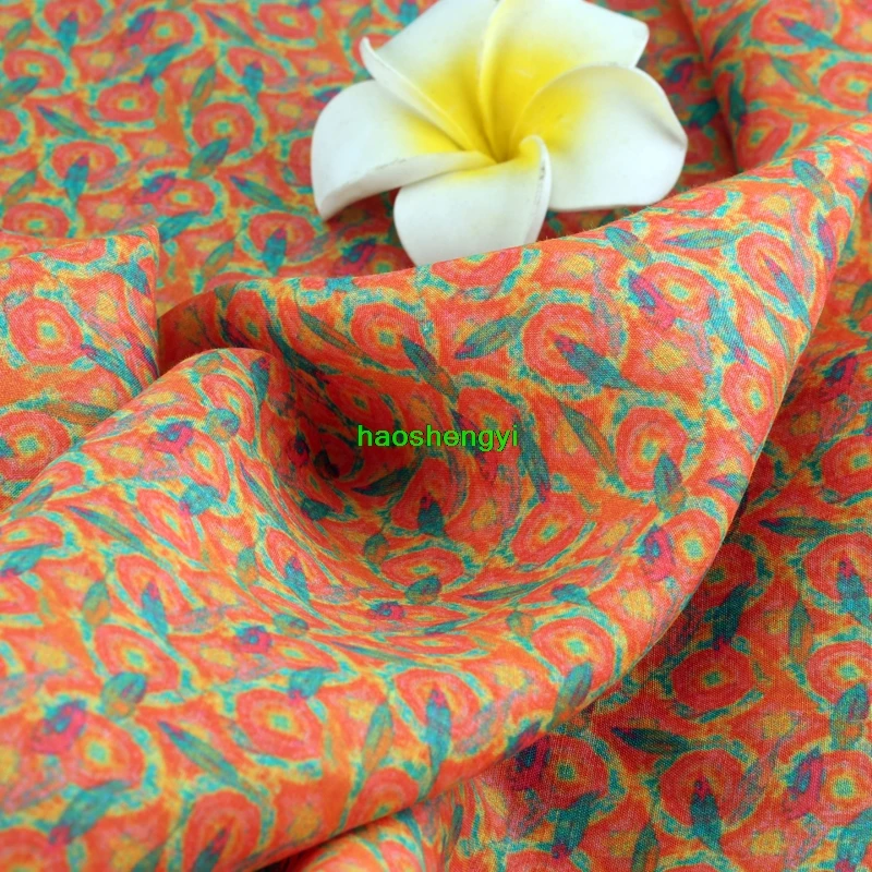 Brand order hemp fabric, thin printed ramie robe dress garment fabric