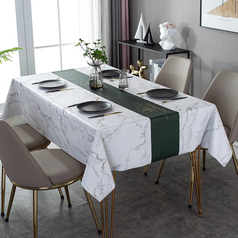 New Nordic simple Pu tablecloth oil proof waterproof wash free tablecloth household leather scald proof rectangular tablecloth