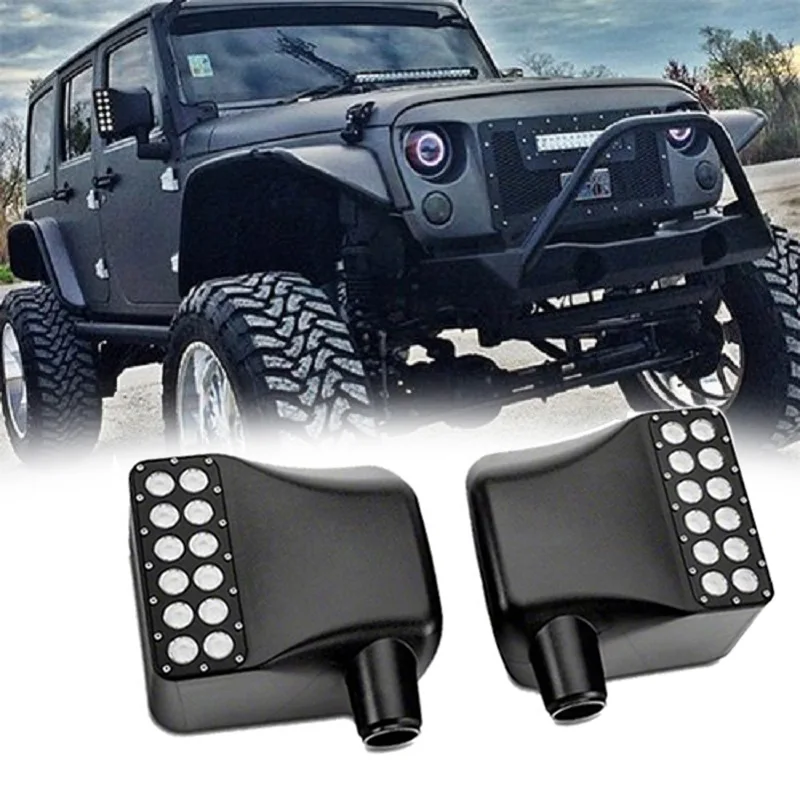 

Side View Mirrors Housing with White DRL Amber LED Turn Signal Lights for Jeep Wrangler JK JKU