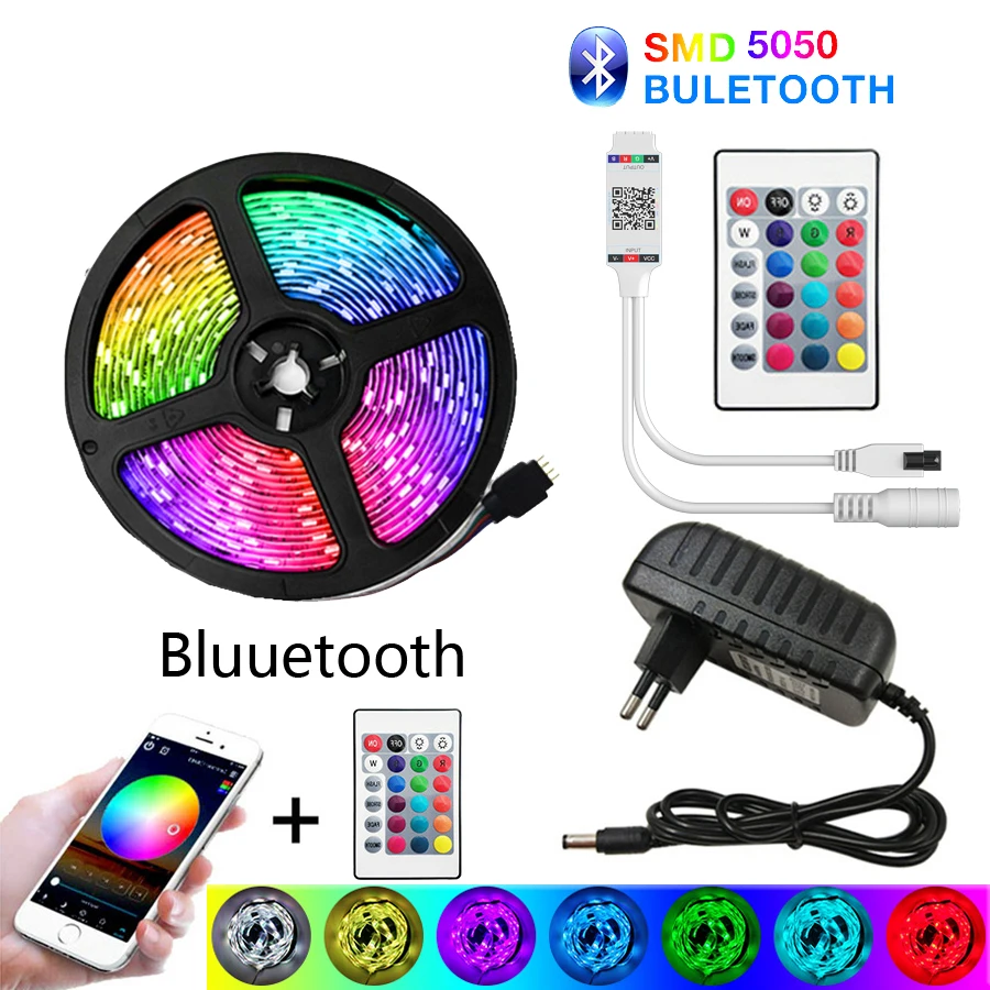 Music rhythm Bluetooth LED Strip Lights 20M RGB 5050 SMD Flexible Ribbon RGB LED Light 5M-20M Tape Diode DC 12V Control