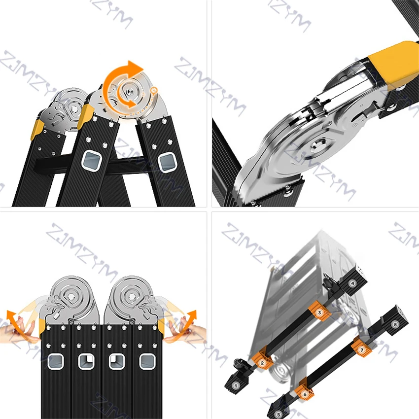 Multi-zweck Klapp Leiter Aluminium Legierung Teleskop Leiter Engineerin Fischgräten Leiter Verdicken 4mm Gerade Leiter 3,7 m