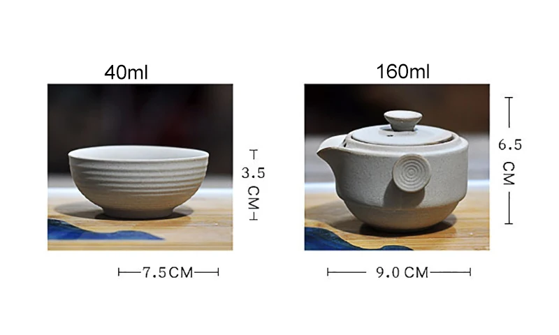 Simple rough pottery express cup one pot one cup one person Japanese travel portable office kungfu tea set teapot