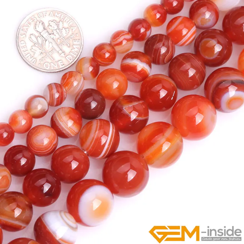 Natural Stone Onyx Banded Stripe Agates Round Loose Beads For Jewelry Making Strand 15 inch 2mm Big Hole Jewelry Bead 6mm 8mm