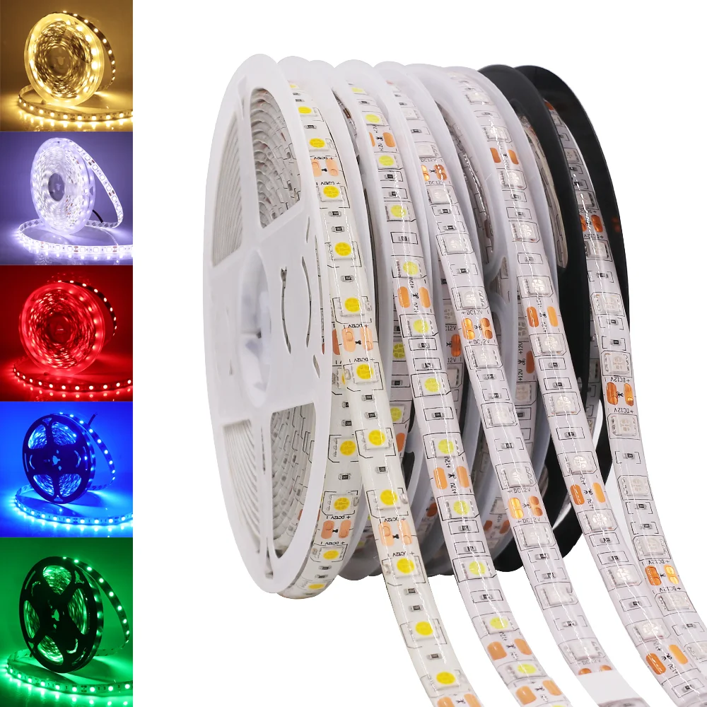 Taśma LED 5M 5050 5054 2835 RGB Led listwa oświetleniowa 12V 60 leds/m elastyczna taśma oświetleniowa Led wodoodporna 300LEDs wstążka dioda Home