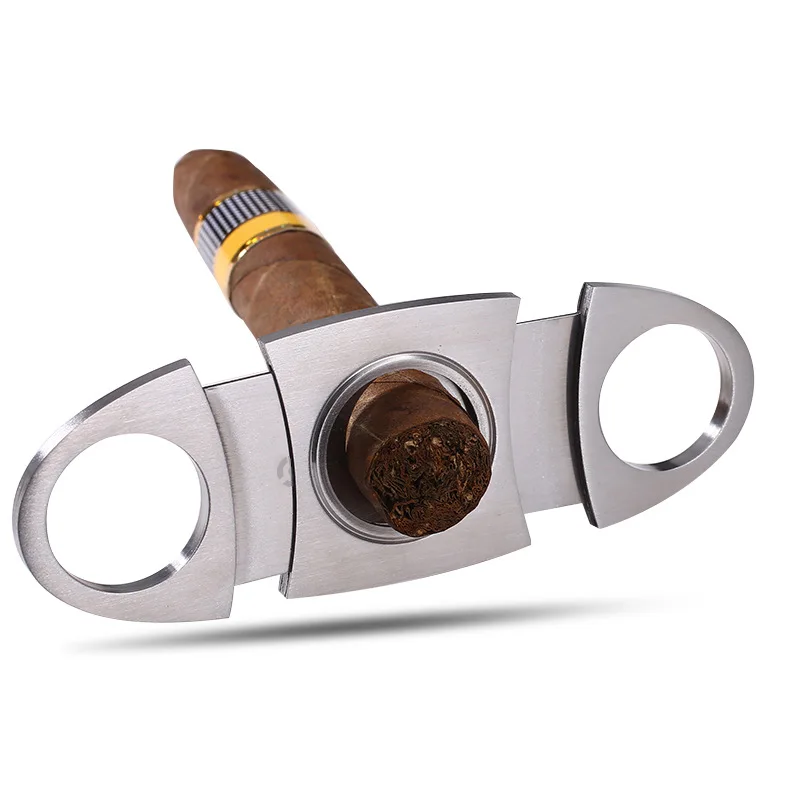 full stainless steel cigar cutter portable Zigarren double blades smoking cutting smoking accessories tool