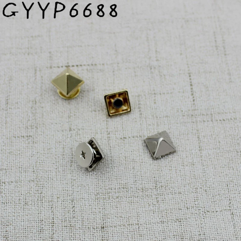 50pcs 10pcs 8mm Copper metal screw type  pyramid rivet bag studs perforated copper rivet button