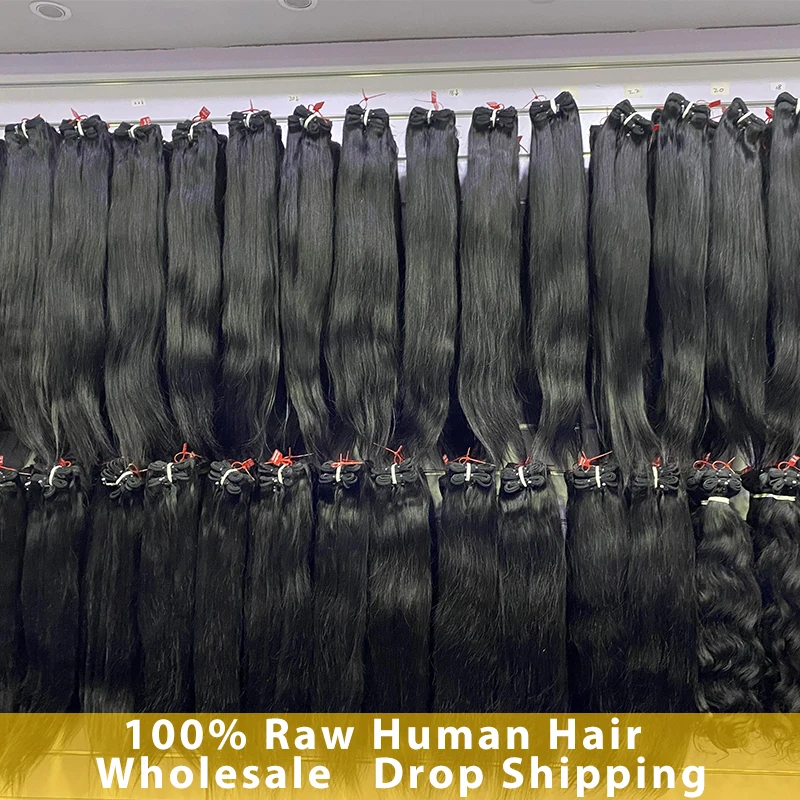 Atacado barato 30 34 Polegada em linha reta 100% feixes de cabelo humano cabelo virgem cru feixes retos extensões de cabelo em massa 3 4 pçs à venda