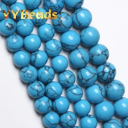 Dark Blue Howlite Turquoises Stone Beads Mineral Stone Round Loose Charm Beads 4mm-12mm For Jewelry Making DIY Bracelet Ear Stud