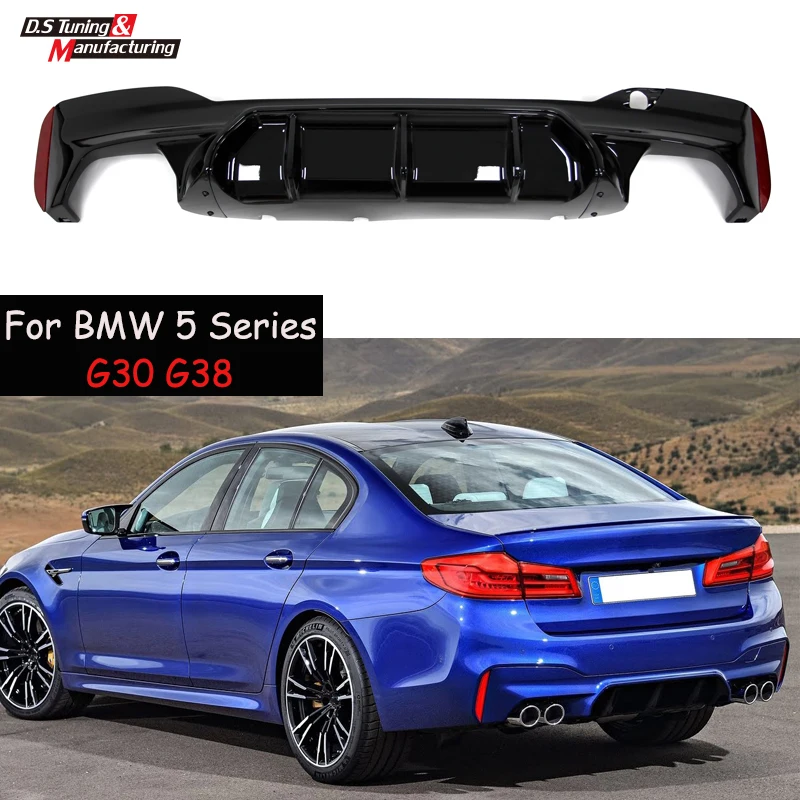 

Car Rear Bumper Lip Diffuser For BMW 5 Series G30 G31 G38 M Sport 2017-2019 With 4 Exhaust Tips ABS Back Bumper Guard Protector