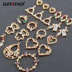 GUFEATHER M1020, 보석 액세서리, 18k 금 도금, 구리 금속, 지르콘, diy 펜던트, 보석 만들기, diy 귀걸이, 10 개/몫